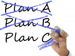 Plan A and B crossed out, plan C underlined